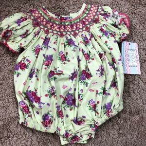 Floral smocked bubble